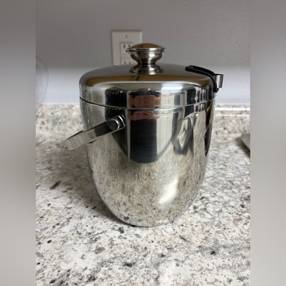 Threshold Stainless Steel Ice Bucket With Tongs And Lid Sleek Design Tongs Fit